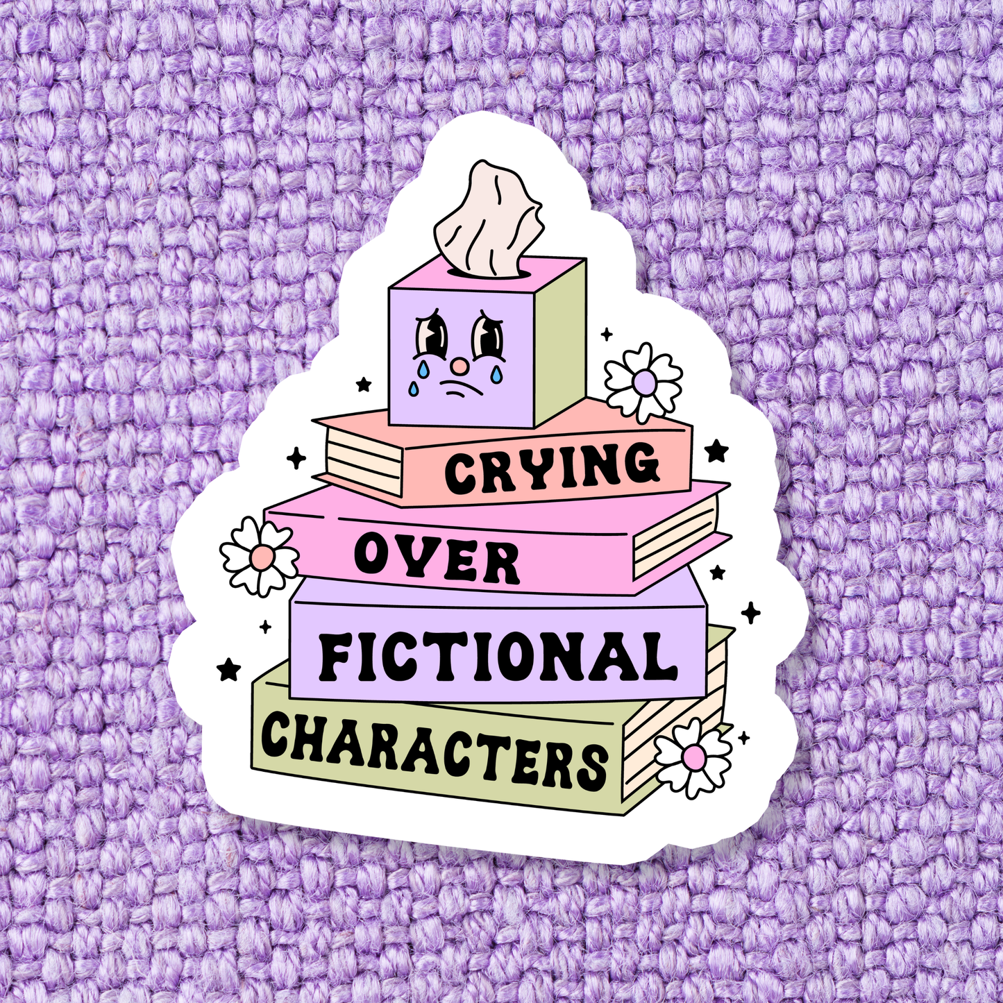 'Crying Over Fictional Characters' Waterproof Vinyl Sticker