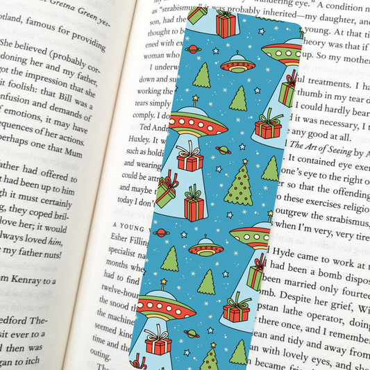 UFO Holiday Bookmark | Soft Matte Laminated 