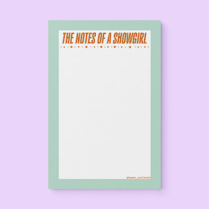 The Notes of a Showgirl notepad