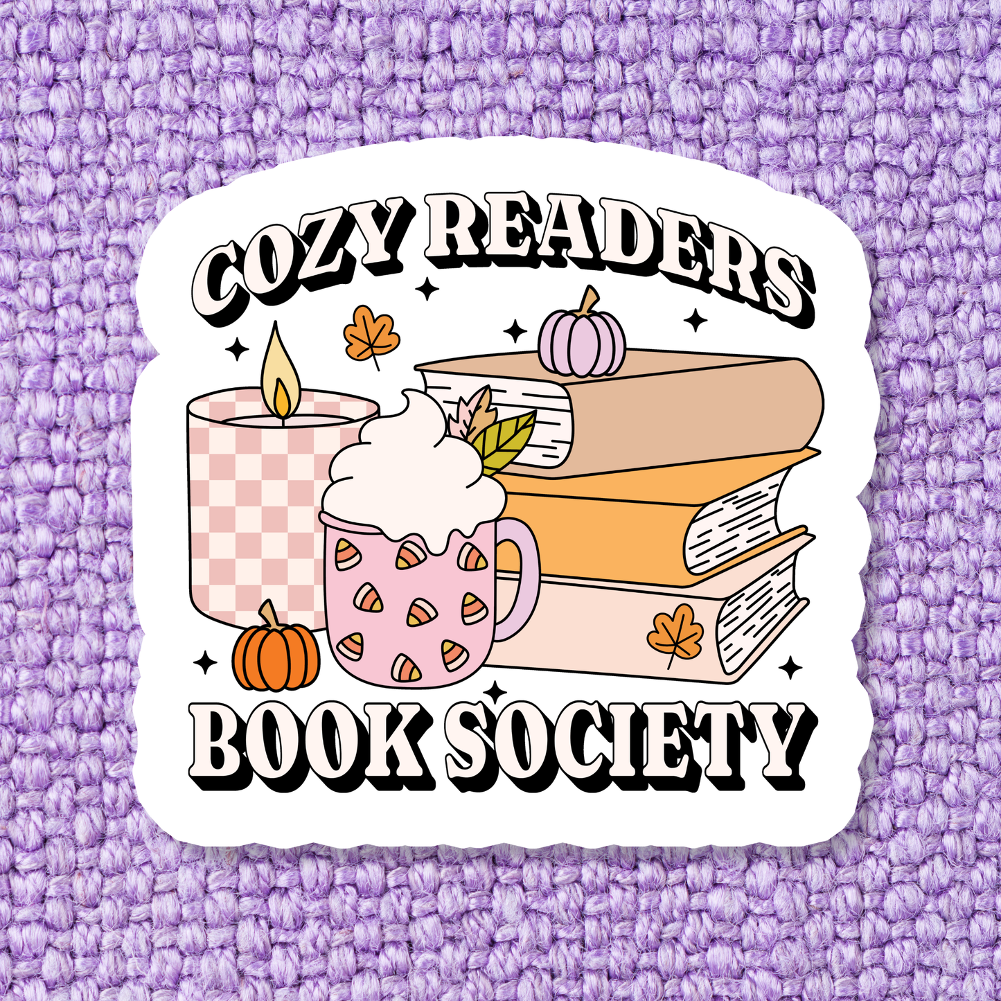 'Cozy Readers Book Society' Waterproof Vinyl Sticker