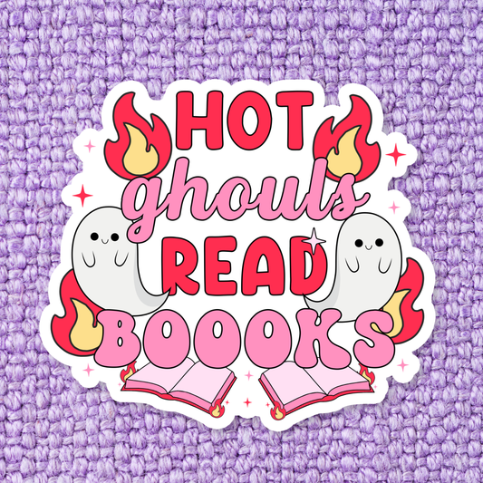 'Hot Ghouls Read Booooks' Waterproof Vinyl Sticker