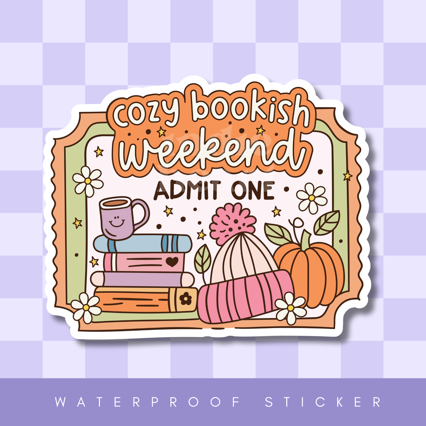 Cozy Bookish Weekend Ticket Sticker