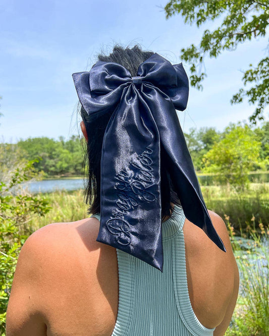 Dragon Rider Hair Bow Clip | Embroidered Satin Bow | Bookish