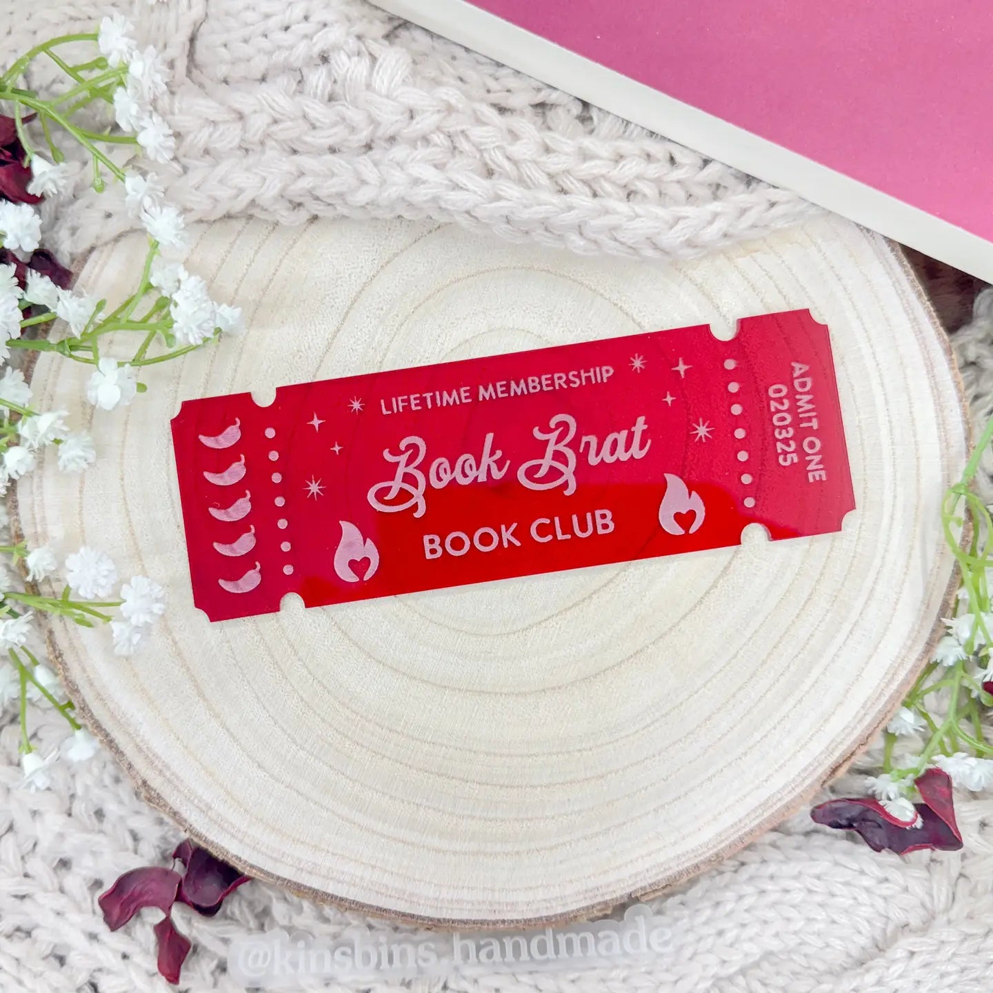 Book Brat Book Club Ticket - Translucent Red Bookmark