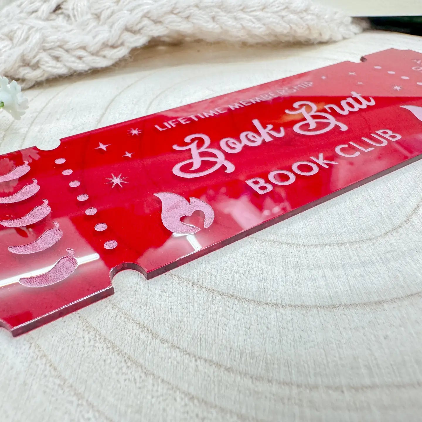 Book Brat Book Club Ticket - Translucent Red Bookmark