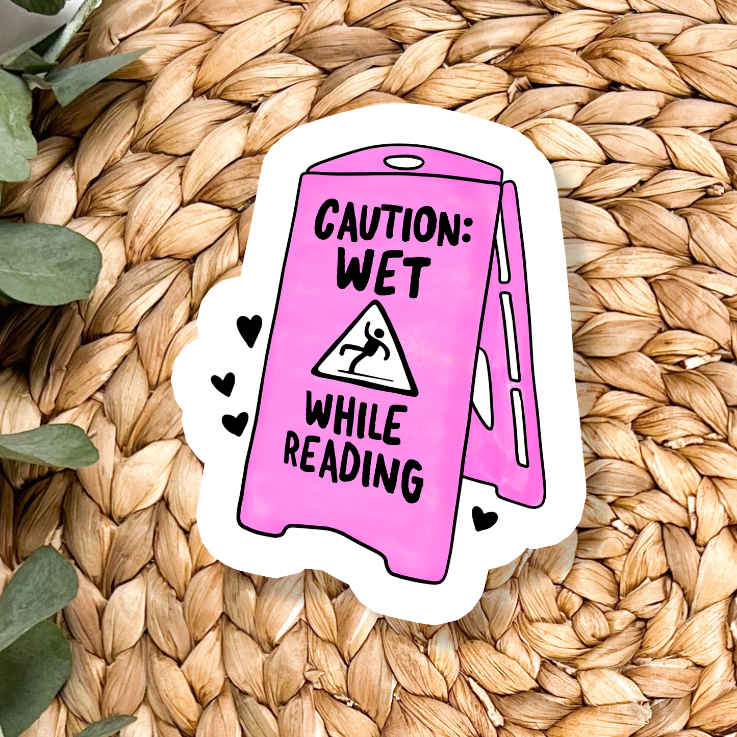Wet While Reading Pink Waterproof Vinyl Sticker