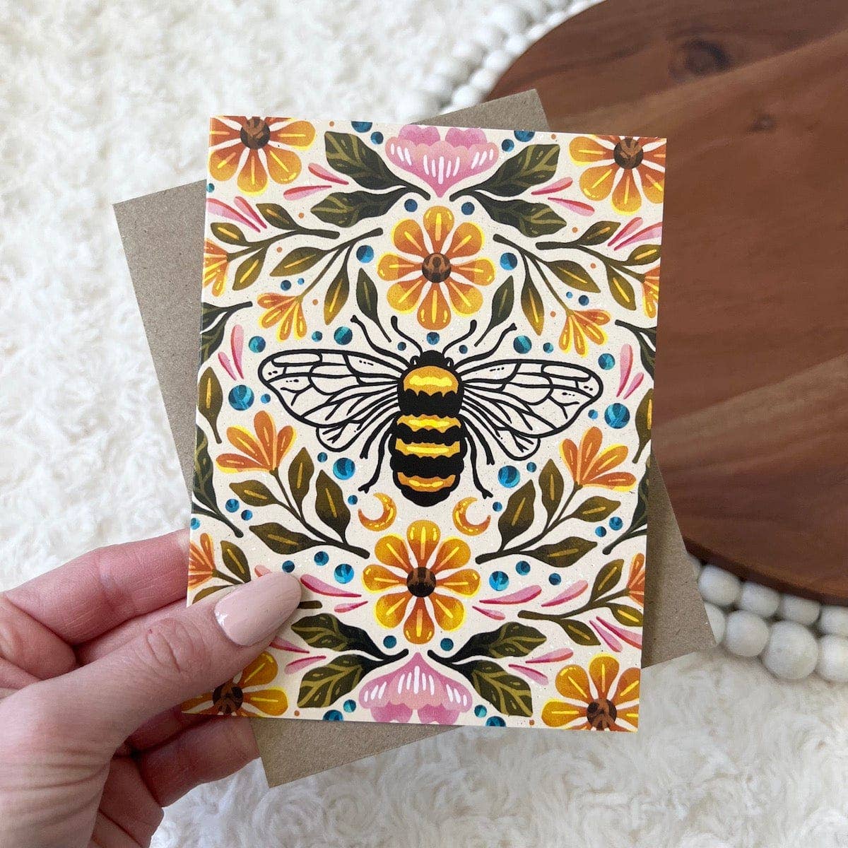 Bee & Floral Greeting Card