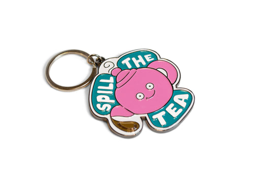Enamel Keychain  Spill The Tea Plush Toy Funny Cute Gift