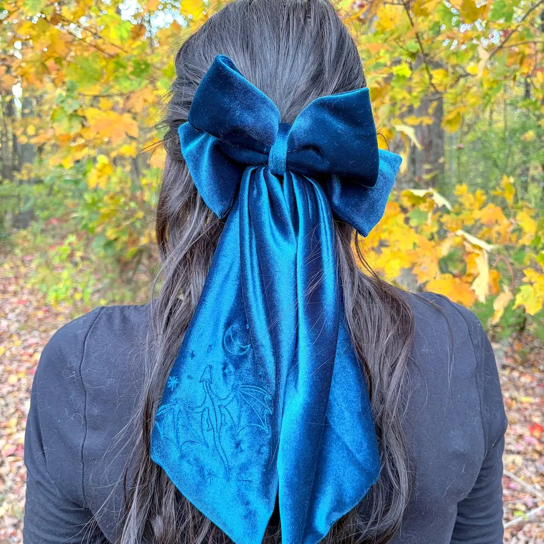 Celestial Dragon Velvet Bow | Bookish Hair Accessory