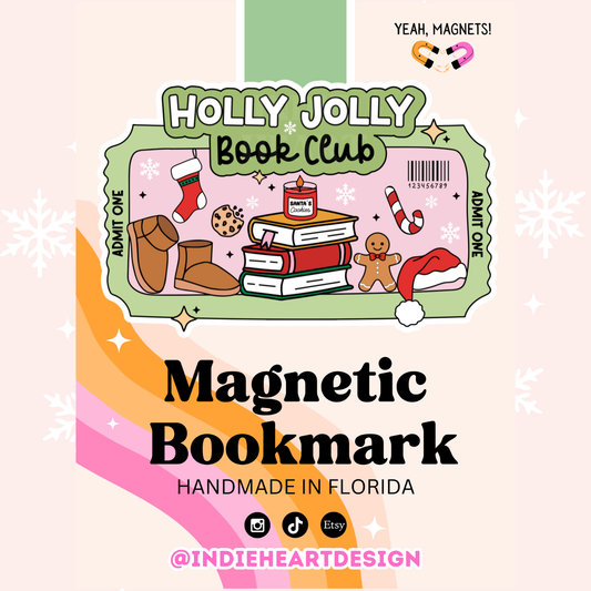 Holly Jolly Book Club Ticket Magnetic Bookmark  