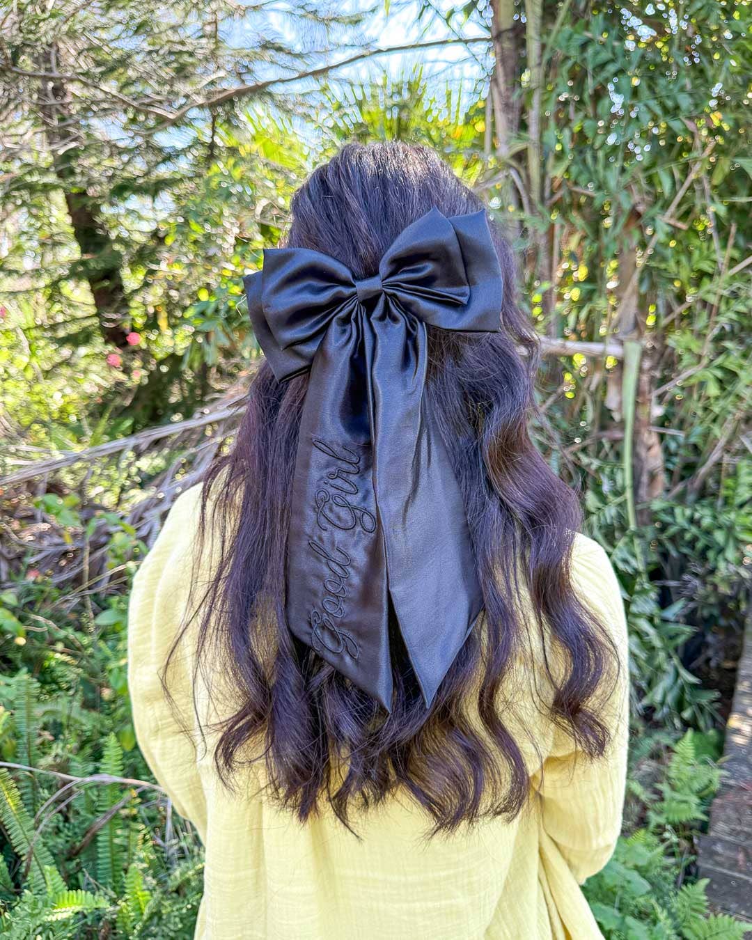 Good Girl Hair Bow Clip | Dark Romance Embroidered Satin Bow