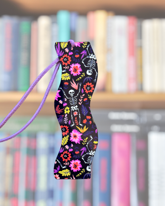Floral Skeleton Acrylic Bookmark