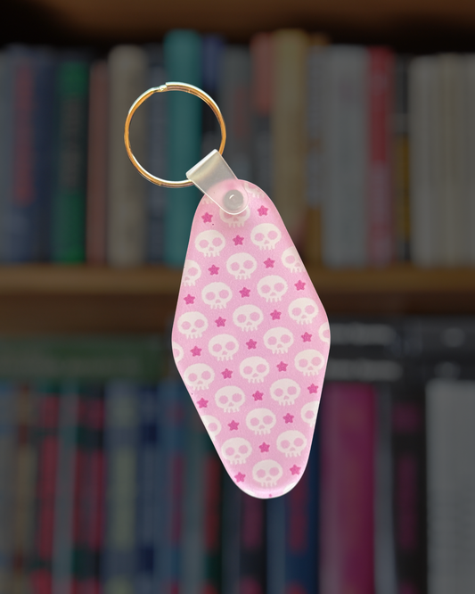 Pink Skull Motel Acrylic Keychain