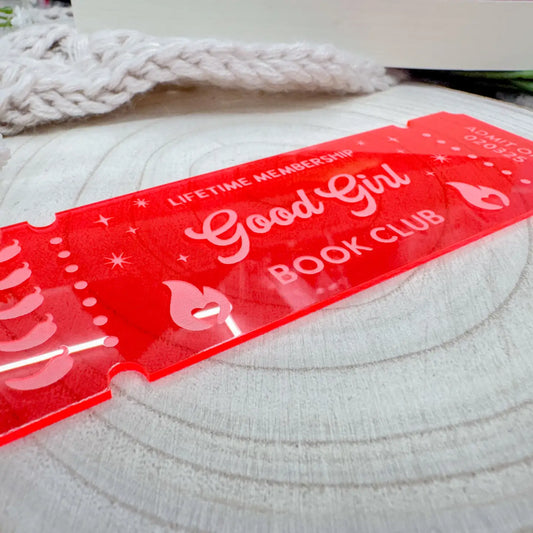 Good Girl Book Club Ticket - Fluorescent Pink Bookmark