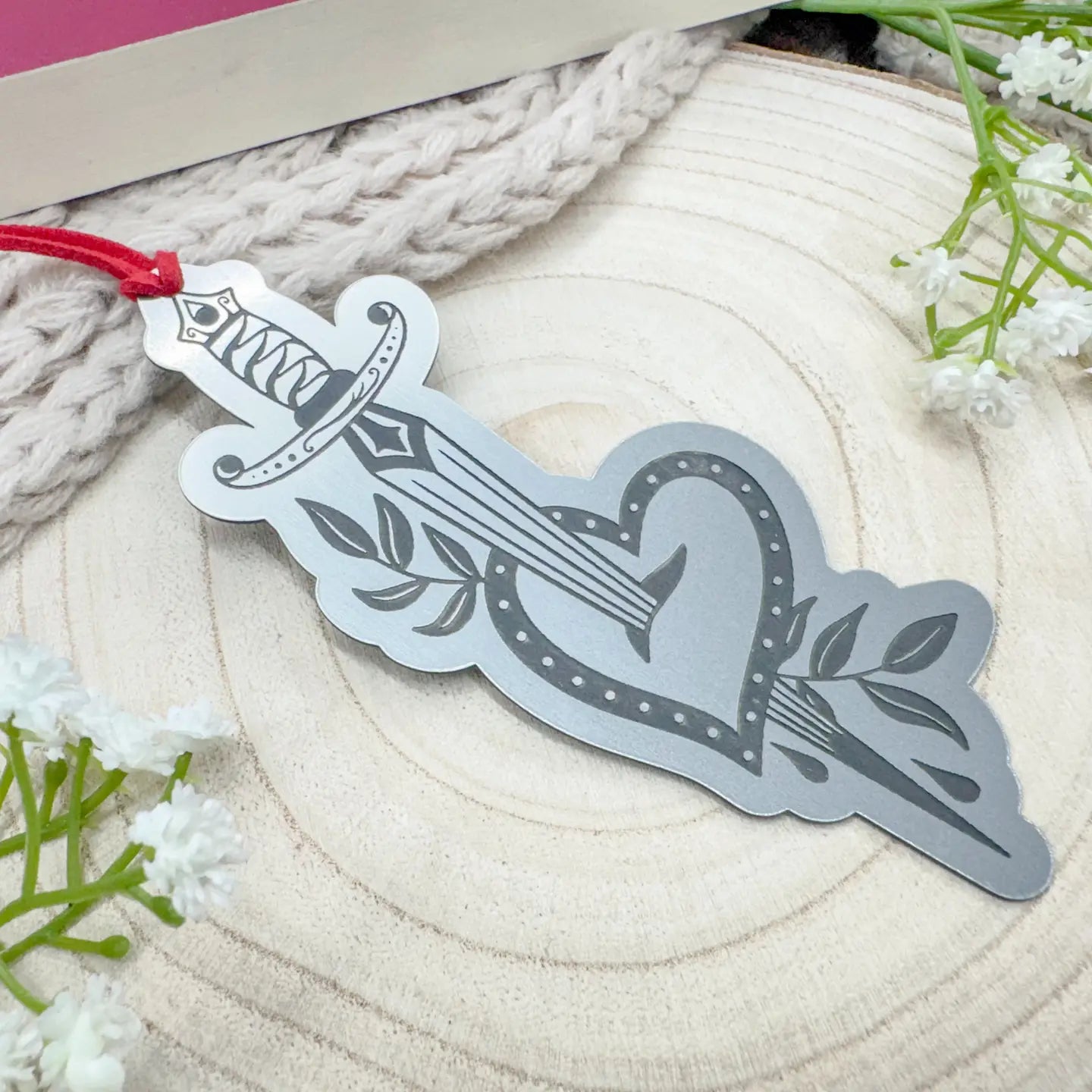 Heart & Dagger Bookmark (PINK TASSEL)