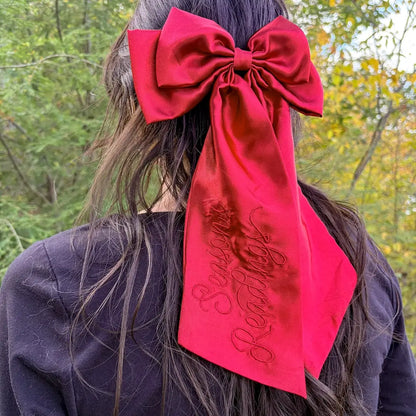 Season's Readings Hair Bow Clip | Bookish Holiday Satin Bow