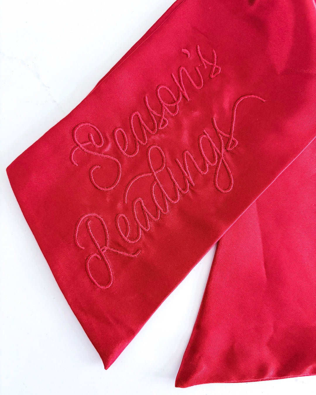 Season's Readings Hair Bow Clip | Bookish Holiday Satin Bow