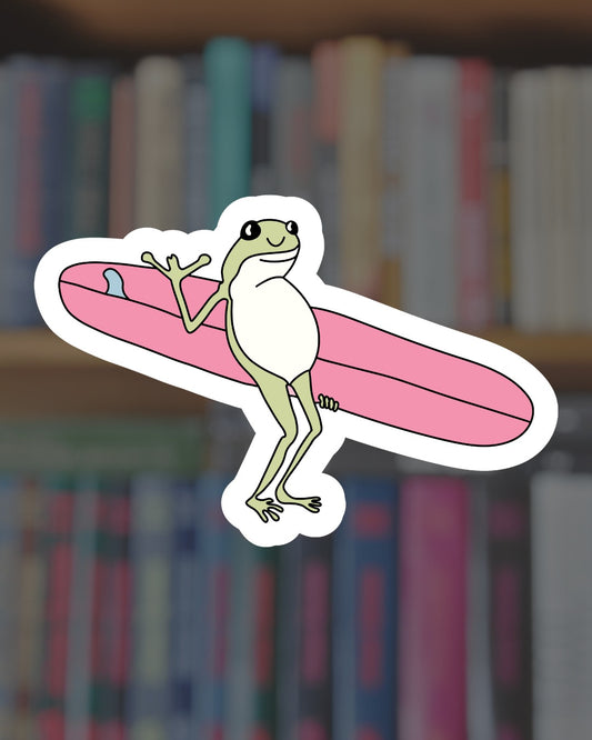 Frog Surfer Sticker