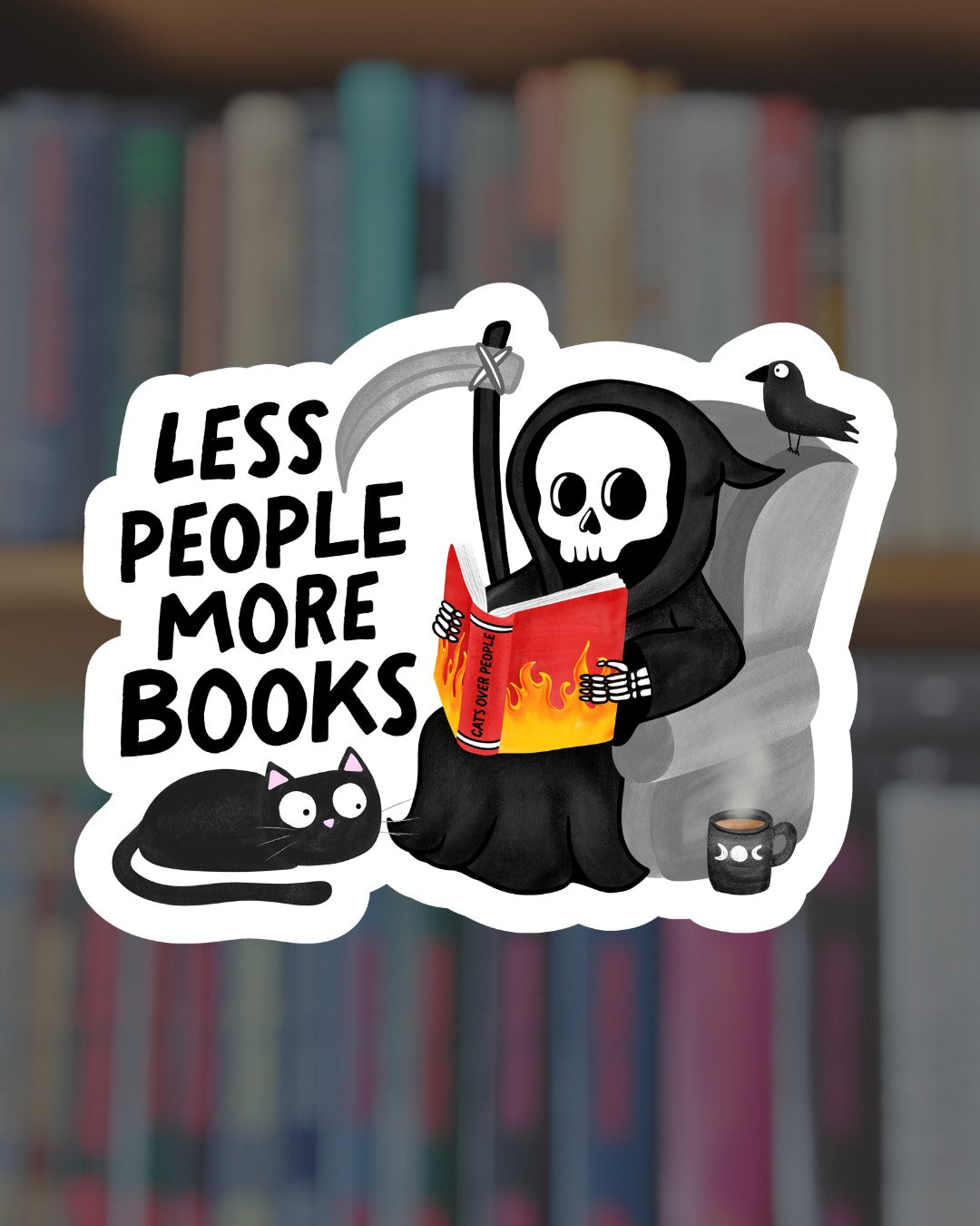 Less People More Books Sticker